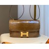 Hermes Shiny Crocodile Constance Brown Bag