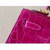 Hermes Kelly pink crocodile leather 25