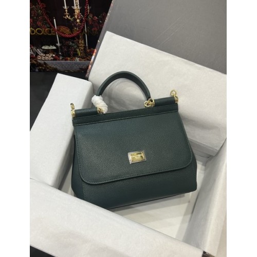 DOLCE & GABBANA Small Green Dauphine Sicily Bag