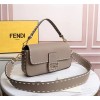Fendi Baguette white leather medium brown trap bag