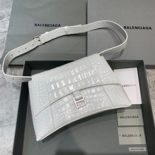 Balenciaga Downtown white crocodile shoulder bag