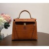 Hermes Kelly crocodile brown leather 25 bag