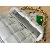 Bottega Veneta White Woven Leather Gold Chain Strap Bag