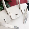Hermes Togo Birkin White Leather Silver 30cm