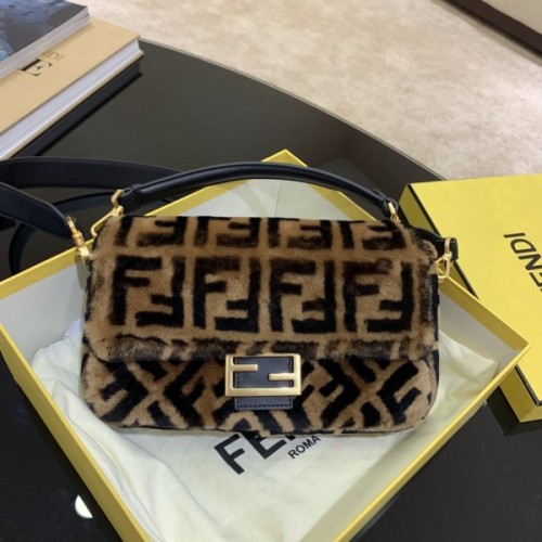 Fendi BAGUETTE Brown Sheepskin Bag