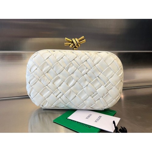 Bottega Veneta White Knot Foulard Intrecciato Clutch