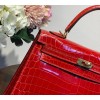 Hermes Kelly crocodile red leather 25 bag