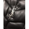 YSL LOULOU PUFFER LARGE BAG LAMBSKIN BLACK SILVER HARDWARE