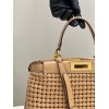 Peekaboo woven beige large bag