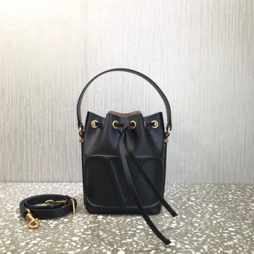 Valentino VLogo Walk Black Bucket Bag