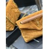 YSL Black Puffer Brown Suede Leather Medium Bag