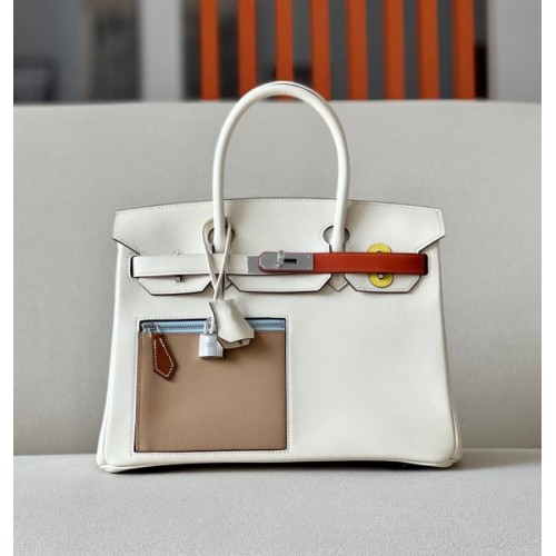 Hermes Birkin Swift White Pocket 30 Bag