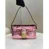 Fendi Mini Baguette light pink sequinned leather bag
