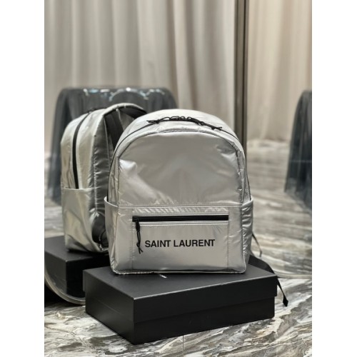 YSL Nylon silver backpack bag