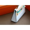 Hermes Kelly Mini White Blue Leather