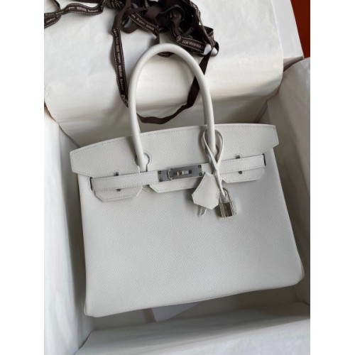 Hermes White Epsom Silver Hadware 30