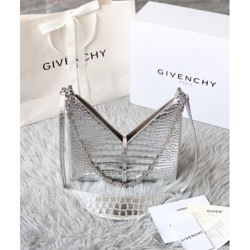 GIVENCHY Black Small Cut Out Chain Silver Bag