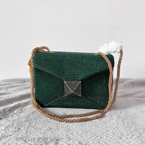 Valentino Garavani One Stud embroidered green mini bag