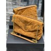 YSL Black Puffer Brown Suede Leather Large Bag
