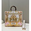 FENDI Sunshine Fendace Printed FF white leather shopper