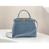 Fendi Peekaboo blue crocodile leather hand bag