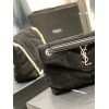 YSL Black Puffer Black Suede Leather Medium Bag