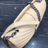 YSL LARGE COLLEGE BAG IN BEIGE MATELASSÉ LEATHE SILVER