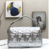 Fendi BAGUETTE Silver leather bag 26cm