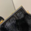 FENDI First Small mink black leather bag | 8BP129