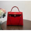 Hermes Kelly crocodile red leather 25 bag