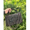 VALENTINO GARAVANI Crystal-embellished Roman stud black shoulder bag