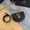 Versace V belt black leather bag