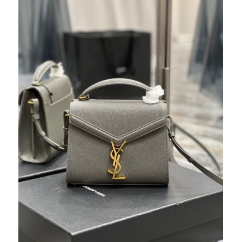 YSL Cassandra medium chain grey bag