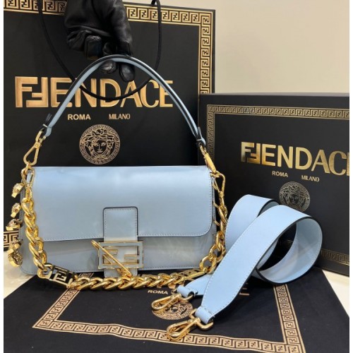 Fendi x Versace Baguette Blue Medium Bag