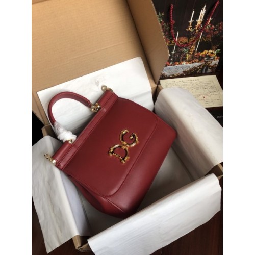 DG dauphine leather Sicily bag in red 25cm