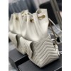 YSL Saint Laurent Joe drawstring quilted white backpack