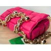 Bottega Veneta Pink Woven Leather Gold Chain Strap Bag
