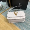Versace Virtus Quilted Napa Evening Bag - White