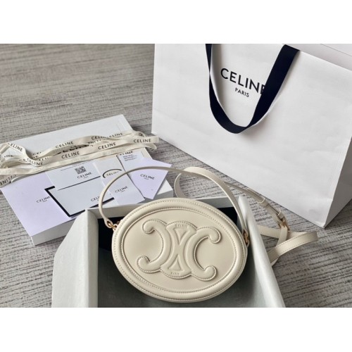 Celine Oval Cuir Triomphe white calfskin bag