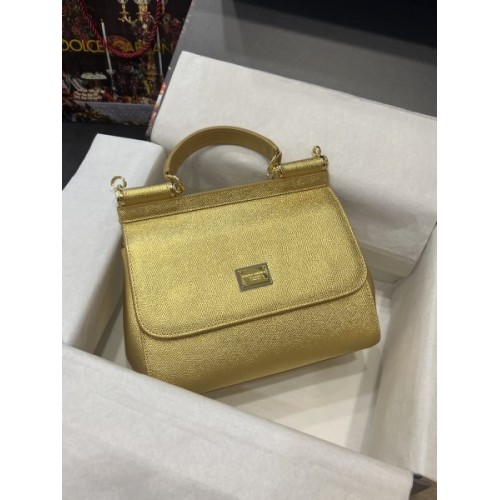 DOLCE & GABBANA Small Golden Dauphine Sicily Bag