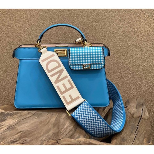 Fendi Peekaboo ISeeU Medium East-West Blue Tote Bag