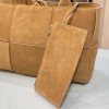 Bottega Veneta Intrecciato lamp skin tote brown velvet bag 609175