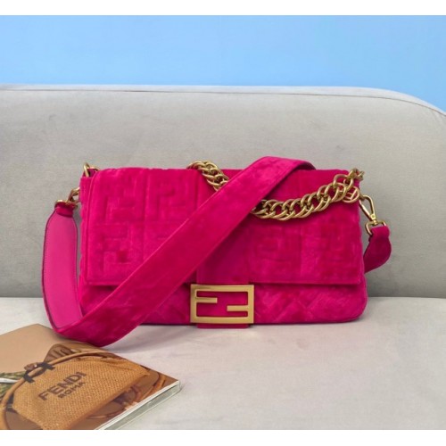 Fendi Baguette Pink Velvet 26cm Bag