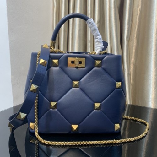 Valentino small Roman Stud Blue Nappa Leather Bag