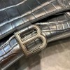 Balenciaga mini hourglass crocodile effect silver 23 cm