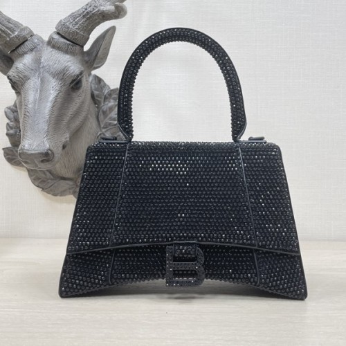 Balenciaga Hourglass S Rhinestone Black Bag