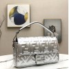 Fendi BAGUETTE Silver leather bag 26cm