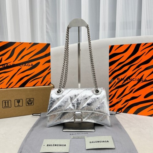 Balenciaga Crush small chain-strap silver shoulder bag