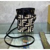 FENDI Mon Tresor Mini FF Logo Raffia Bucket Bag