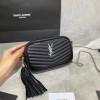 YSL Black Small Quilted Silver Leather Lou Camera Bag